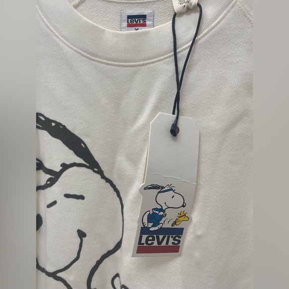 NWT VINTAGE DISCONTINUED Levi’s x Peanuts SS Crewneck Cutoff Sweatshirt - Picture 3 of 4